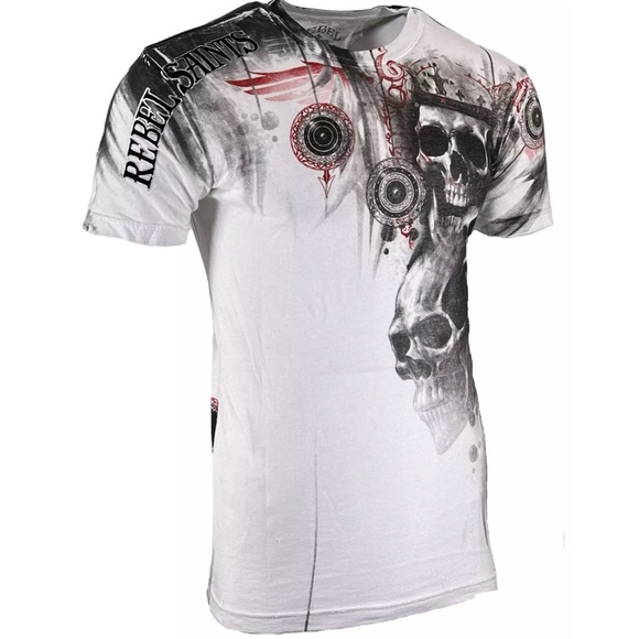 Rebel Saint By Affliction Men's T-Shirt Bloody Night Biker Skull - Picture 5 of 10